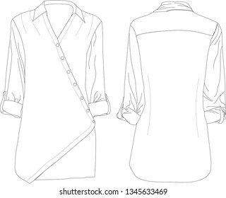 Fashion technical drawing of an elegant shirt