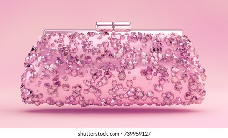 Fashionable Elegant Clutch, Handbag. 3d Illustration, 3d Rendering.