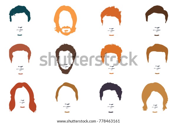 Fashionable Mens Hairstyle Beard Face Hair Stock Illustration 778463161