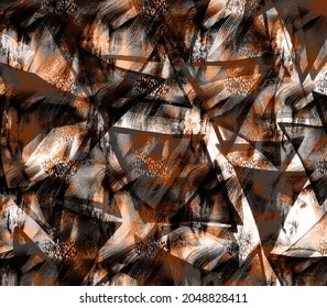 Fashionable print, abstract leopard skin with geometric shapes
