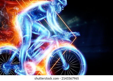 Fast Cyclist Flames Side View Rides Stock Illustration 2143367965 ...