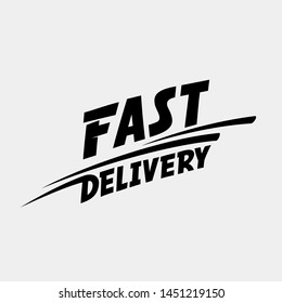 Fast Delivery Logo. Fast Delivery Typographic Monochrome Inscription. Illustration.