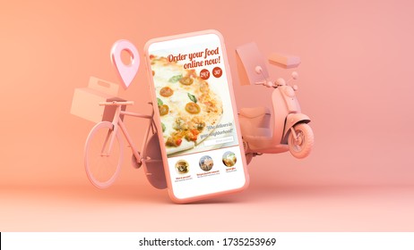Fast Food Home Delivery App Concept 3d Rendering