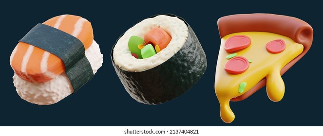 Fast Food Icon Set On Isolated Background 3d Rendering