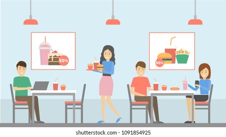 Fast food restaurant illustrations on white background. - Powered by Shutterstock