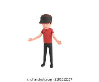 Fast Food Restaurant Worker Character Unhappy Sad Disappointed In 3d Rendering.