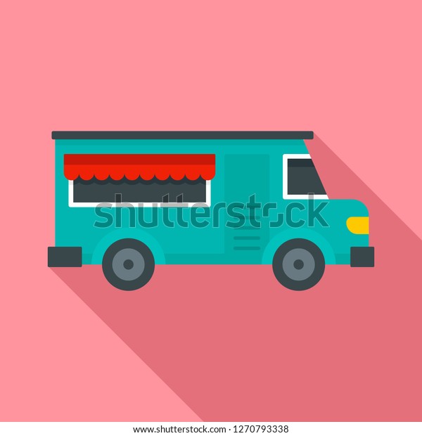 Fast food truck icon. Flat illustration of fast\
food truck icon for web\
design