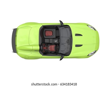 Fast Modern Crazy Green Convertible Sports Car - Top View - 3D Illustration