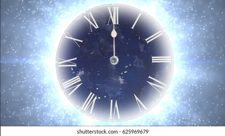 Fast Moving Clock With Lots Of Particles. Space And Time