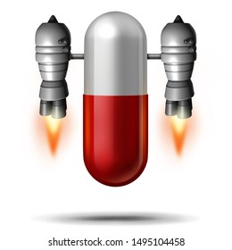 Fast Pain Relief And Speed Pill As A 3D Illustration.