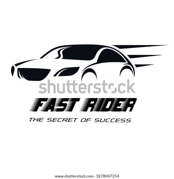 fast rider nice logo design with a car. black colour\
letters .