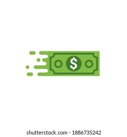 Fast Send Money Transfer Funds Payment Icon. Flying Dollar Money Send Logo