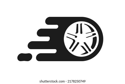 Fast Tire Icon Logo Or Speed Tyre Wheel For Car Store Logotype Shape Design Illustration Isolated On White, Modern Graphic Print Clipart Image