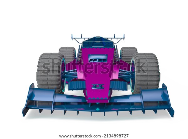 fastest electric car in white background\
front view, 3d\
illustration