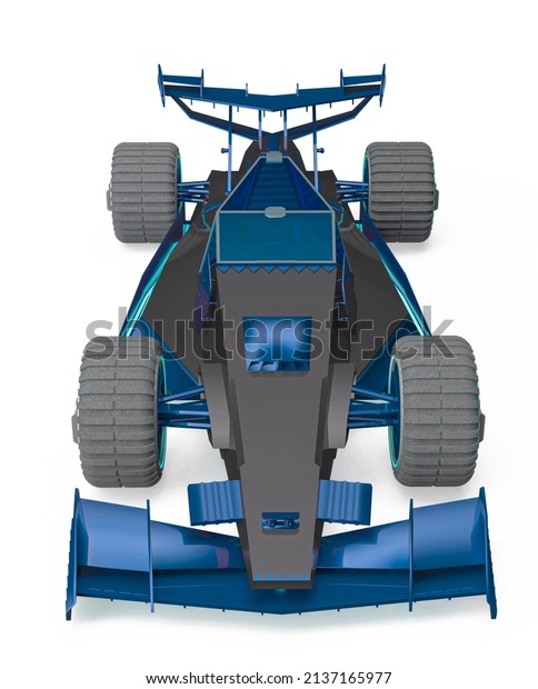 fastest electric car in white background top\
front view, 3d\
illustration