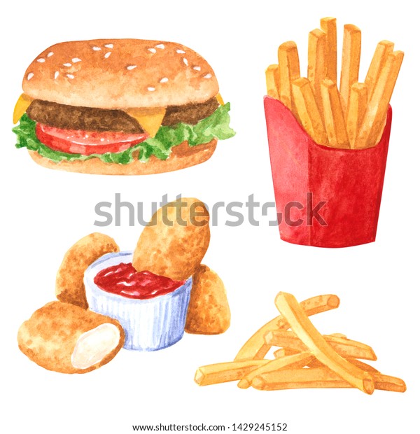 hamburger and french fries clipart