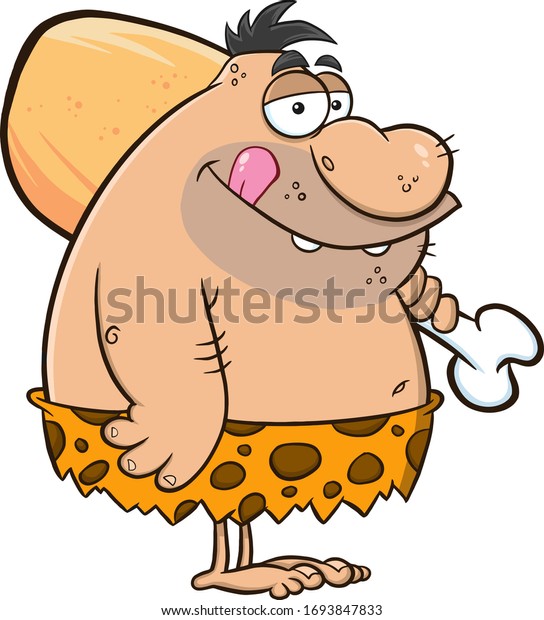 大きな鶏の脚を持つ太ったキャベマンの漫画のキャラクター 白い背景にラスターイラスト のイラスト素材