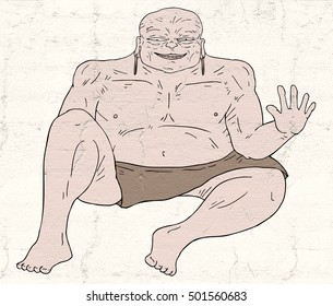 Fat Man Draw Stock Illustration 501560683