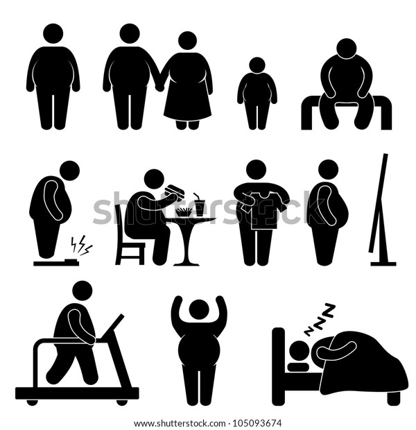 太った男性の子どもカップル肥満症のオーバーウェイトアイコンシンボル記号絵文字 のイラスト素材