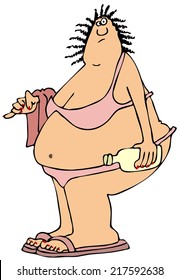 Fat Woman In A Pink Bikini