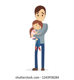 Father Calming Sad Crying Girl On Stock Illustration 1243958284 ...