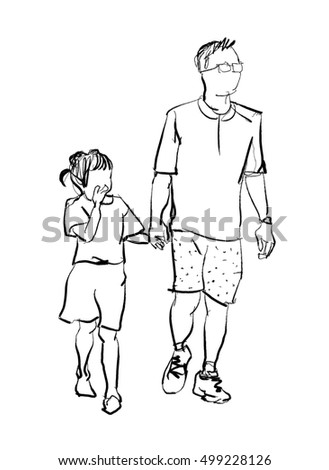 Father Daughter Ink Drawing Isolated 스톡 일러스트 499228126 - Shutterstock