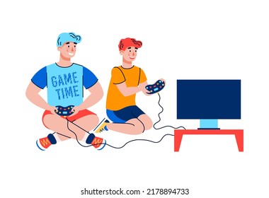 Father Son Play Video Games On Stock Illustration 2178894733 | Shutterstock