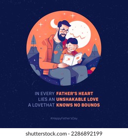 A father and son reading a book together. Father's day poster design. A poster that says happy father's day on it. - Powered by Shutterstock