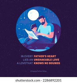 A father and son reading a book together. Father's day poster design. A poster that says happy father's day on it. - Powered by Shutterstock