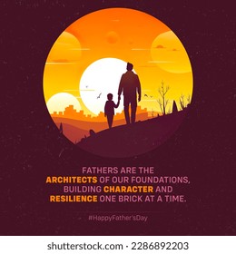 A father and son walking together in the sunrise monument. Father's day poster design. A poster that says happy father's day on it. - Powered by Shutterstock