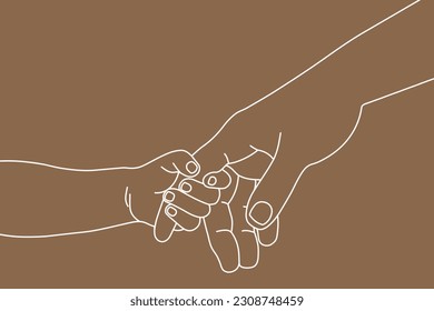 Father's Day. The child holds the father's hand close up. - Powered by Shutterstock