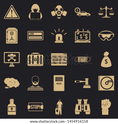 Fault icons set. Simple set of 25 fault icons for web for any design