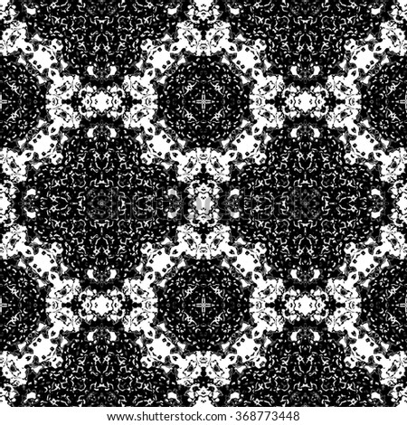 Faultless abstract ornament. Seamless pattern or textures. Kaleidoscopic orient popular style in soften colors.