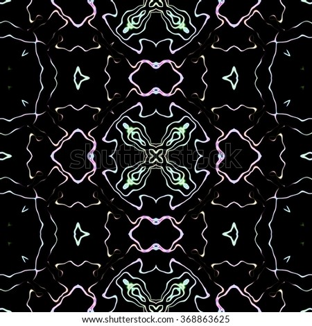 Faultless abstract ornament. Seamless pattern or textures. Kaleidoscopic orient popular style in soften colors.