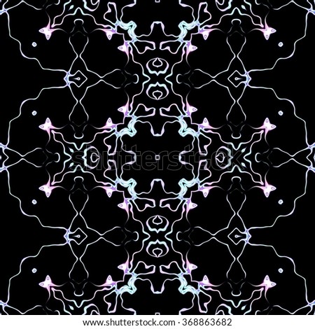 Faultless abstract ornament. Seamless pattern or textures. Kaleidoscopic orient popular style in soften colors.