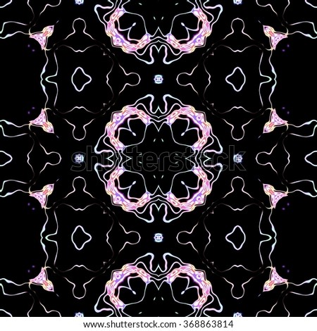 Faultless abstract ornament. Seamless pattern or textures. Kaleidoscopic orient popular style in soften colors.