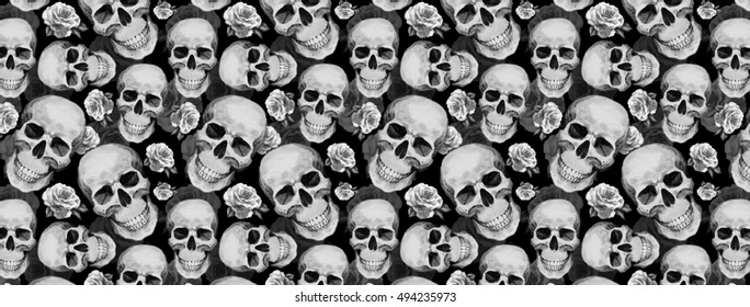 black and white skull wallpaper
