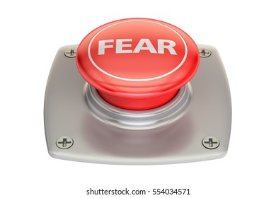 Fear Red Button, 3D rendering isolated on white background