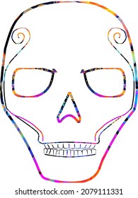 Fearless Cool Rainbow Skull Outline