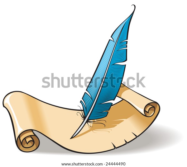 Feather Inkpen Rolled Scroll Stock Illustration 24444490