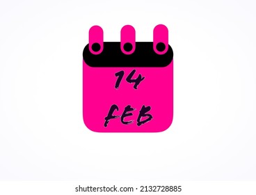 February 14 Calendar Icon On White Background