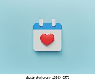 February 14 Valentines day Calendar icon isolated. minimal concept. 3d rendering
