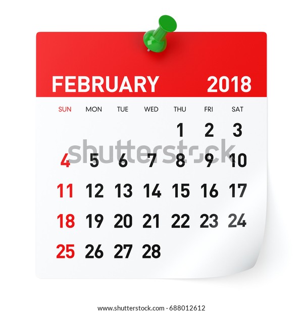 2018年2月 カレンダー 白い背景に 3dイラスト のイラスト素材
