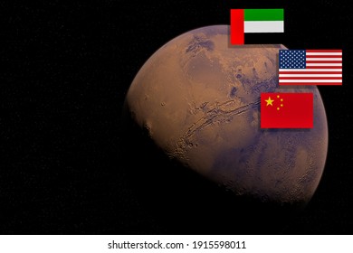 In February 2021 Three Countries Will Arrive To Planet Mars With Their Own Space Missions. United States With Perseverance Rover Mission, China With Tianwen-1, And The United Arab Emirates With Hope.