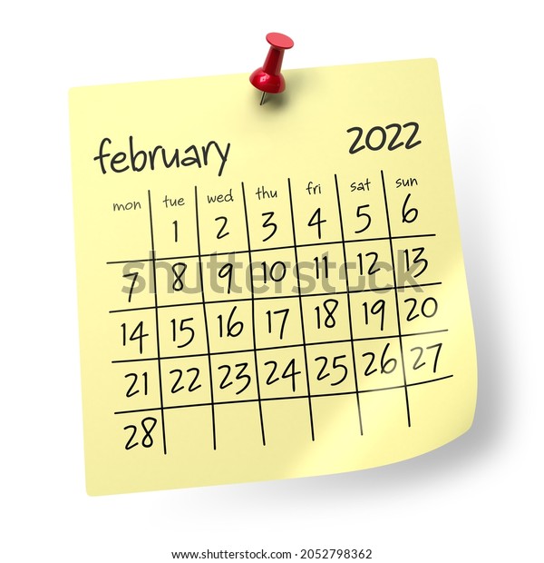February 2022 Calendar Isolated On White Stock Illustration 2052798362