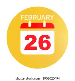 February 26 Calendar Flat Icon