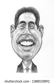 February 5, 2015: raster illustration of Jerry Seinfeld in graphite pencil