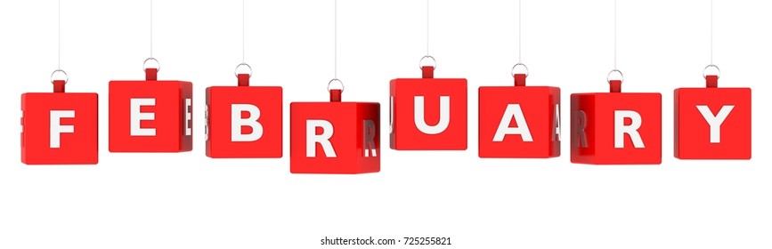 February Word Text On Glossy Red Stock Illustration 725255821 ...