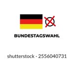 Federal election means Bundestagswahl in german. Bundestagswahl 2025 in Germany. Isolated on white background. German election. Stock illustration. Voting, ballot paper