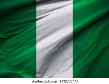 Federal Republic of Nigeria flag blowing in the wind. Background texture. Tegucigalpa. 3d Illustration. 3d Render.